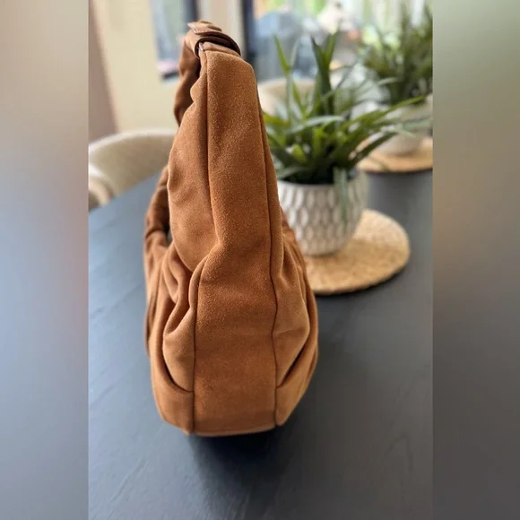 STAUD - Brown Suede Bag with Ruched Design - New - Picture 3 of 4